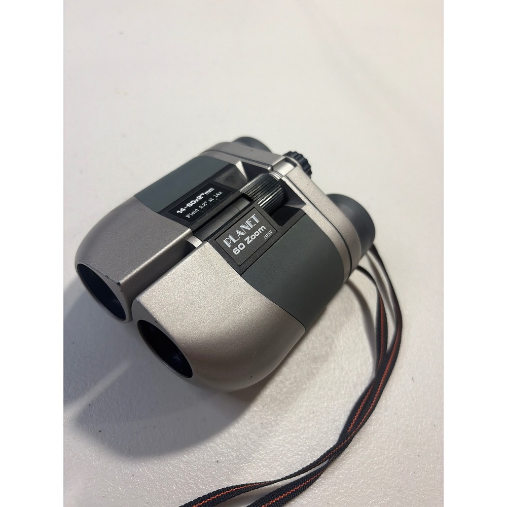 Vintage Planet 60 Zoom Binoculars 14-60x27mm Japan Silver Grey Compact Optics